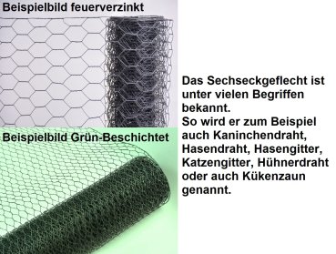 Sechseckdraht verzinkt / Höhe 50 cm / Länge 25 Meter / Maschenweite 13x13 mm