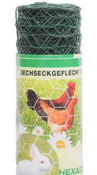 Sechseckdraht grün / Höhe 30 cm / Länge 25 Meter / Maschenweite 25x25 mm