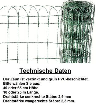 Ziergitter grün Höhe 40 cm 10 Meter