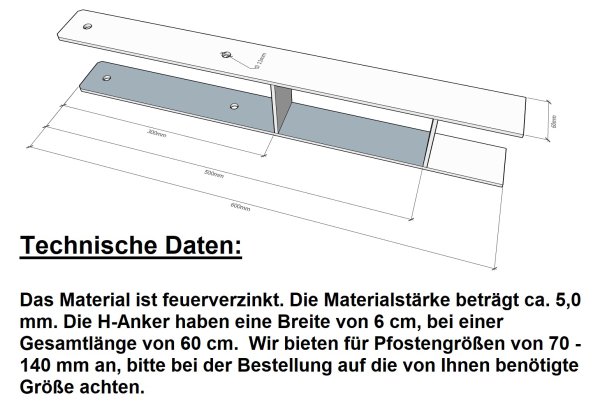 H-Anker Gabelweite 91 mm