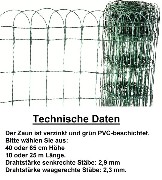 Ziergitter grün Höhe 40 cm 10 Meter